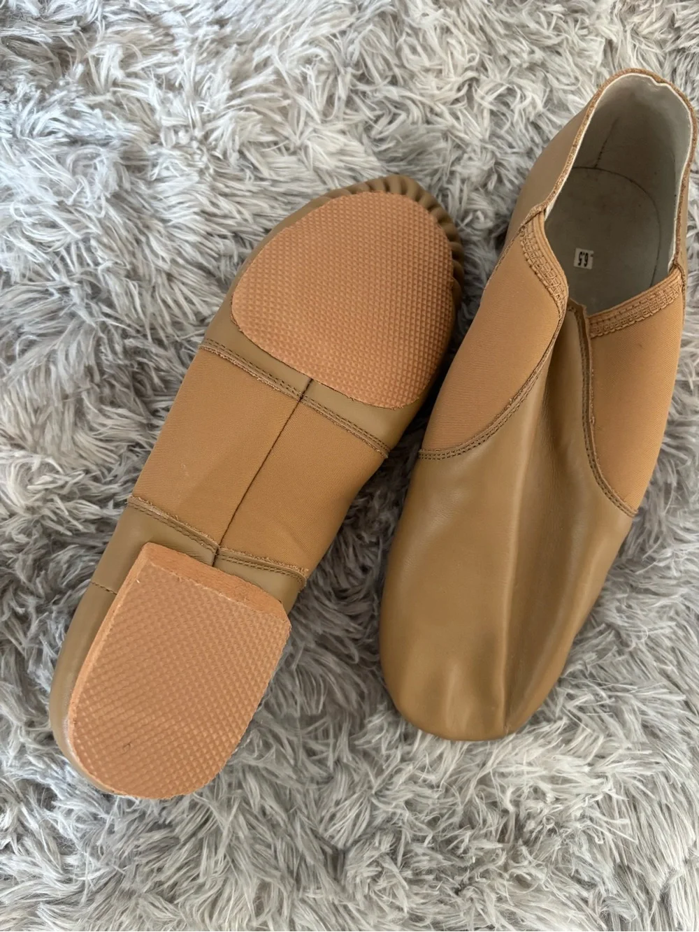 Kids Tan Dress Slip-On Shoes